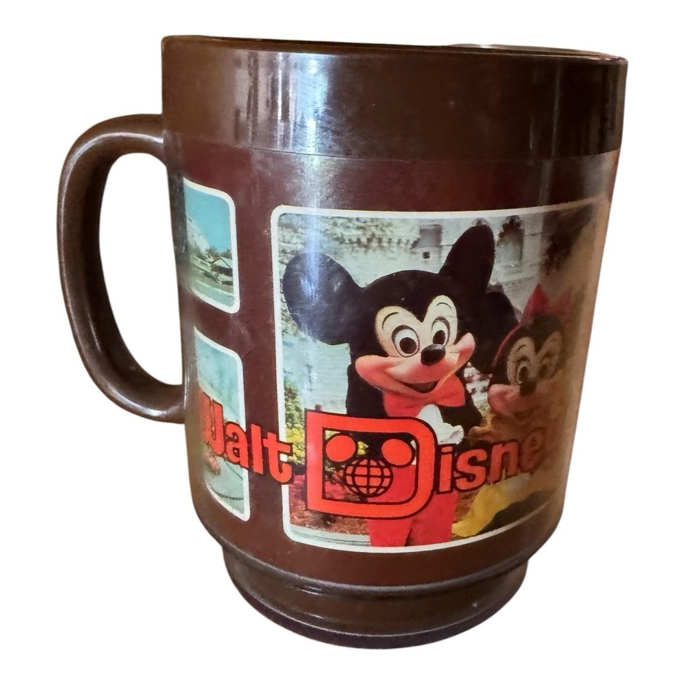 Walt Disney World Photo Collage Brown 1980s Plastic Mug